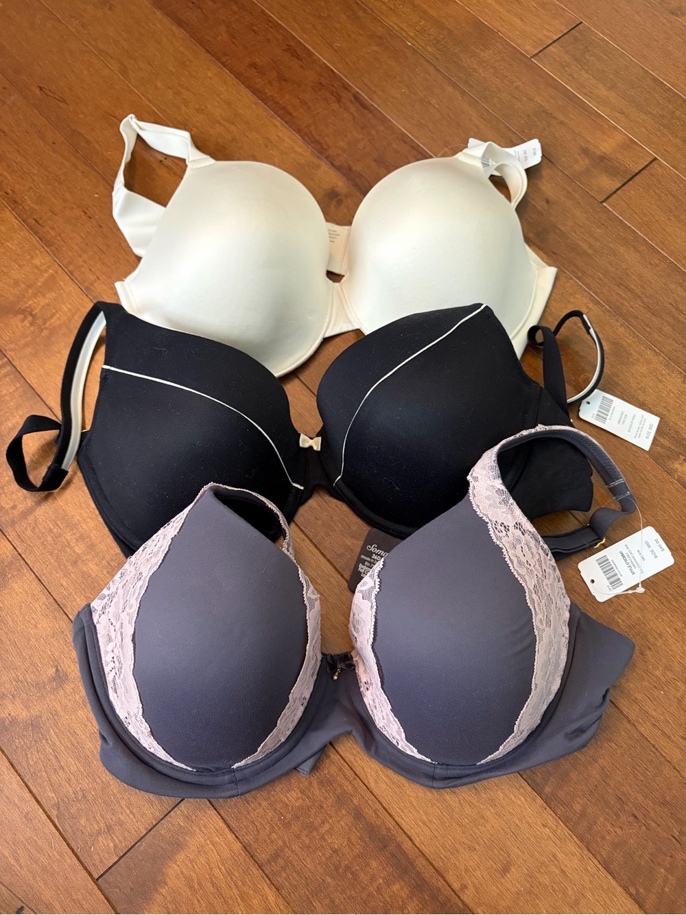 NWT Soma Full Coverage Bras - White, Black & Gray 36D